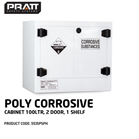 PRATT CABINET DG CORROSIVE POLYETHYLENE 1 SHELF 100L 770 X 880 X 606MM